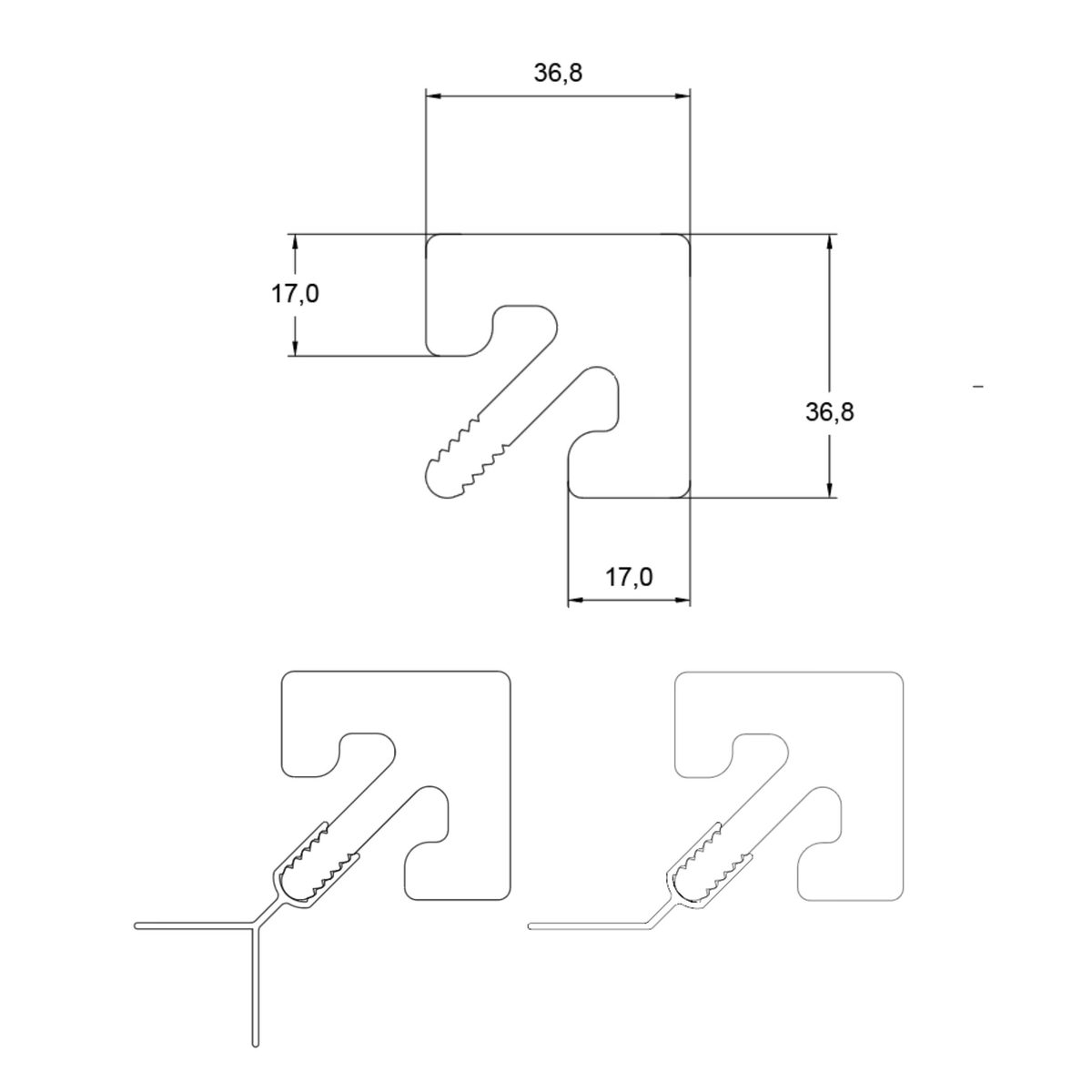Section drawing of the universal corner profile
