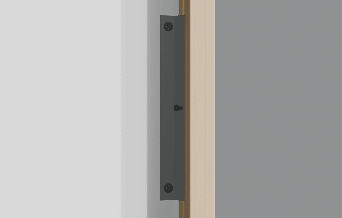 Rendered detail of the corner profile fixed to the wall